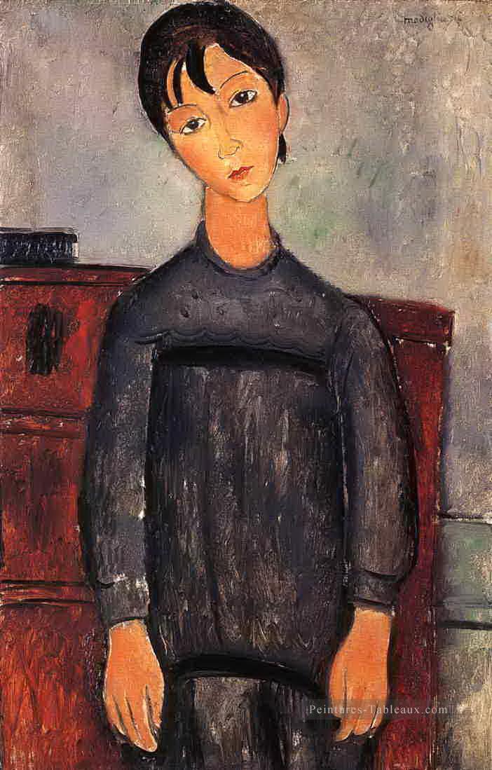 petite fille en tablier noir 1918 Amedeo Modigliani Peintures à l'huile